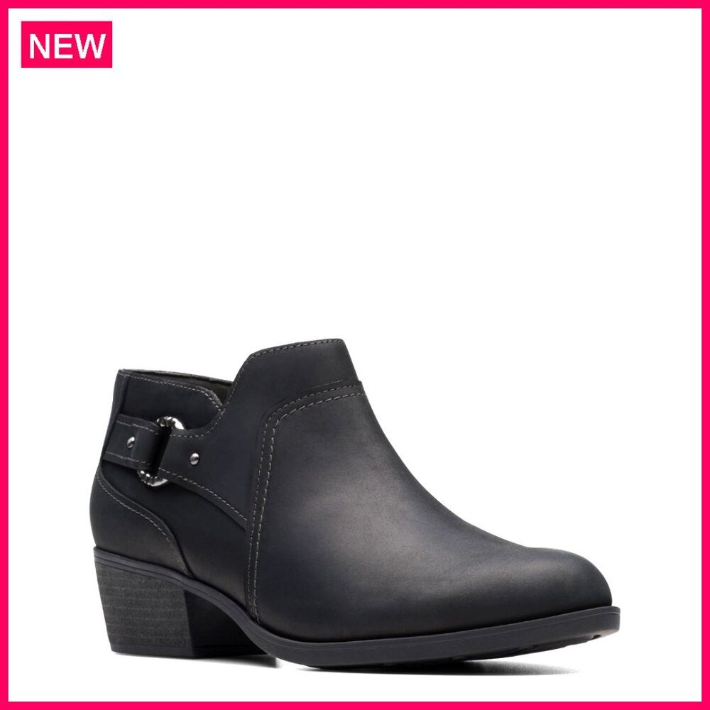 Leather Ankle Boots With Block Heel, Zip Closure, Casual Fall Shoes